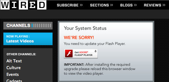 WIRED needs Flash WIRED needs Flash