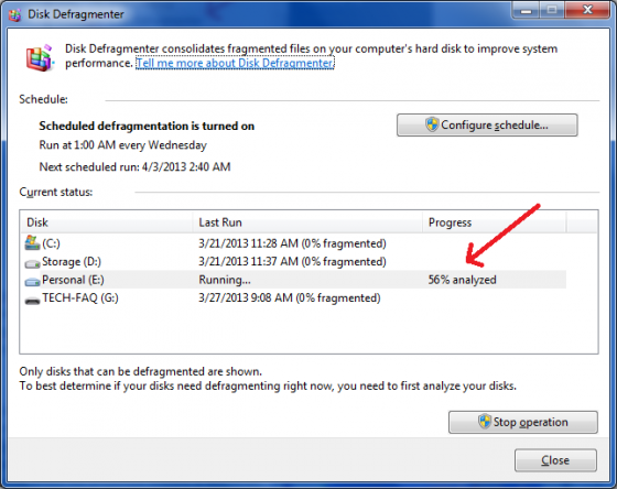 Analyze a Disk Partition for Defragmentation