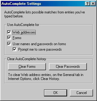 AutoComplete Settings Internet Explorer Stored Password Recovery