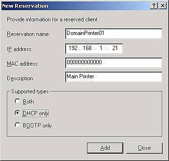DHCP Reservation DHCP Reservation DHCP Reservation