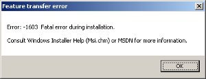 error 1603 Error 1603
