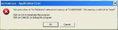 SVCHOST.EXE Application Error svchostexe application error SVCHOST.EXE Application Error