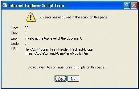 print script error web explorer