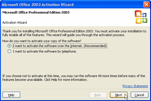 how activate microsoft office activation wizard via phone