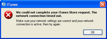 iTunes Network Connection Timed Out