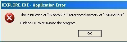 IEXPLORE.EXE Application Error