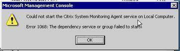 Error 1068 the Dependency Service or Group Failed to Start