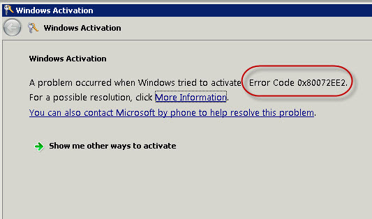 error available code 0x80072ee2