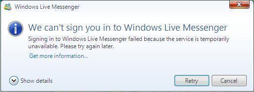 MSN Error Code 80040154