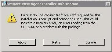 VMWare Error 1335