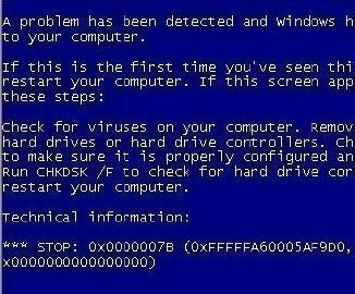 Bluescreen 0x0000007b