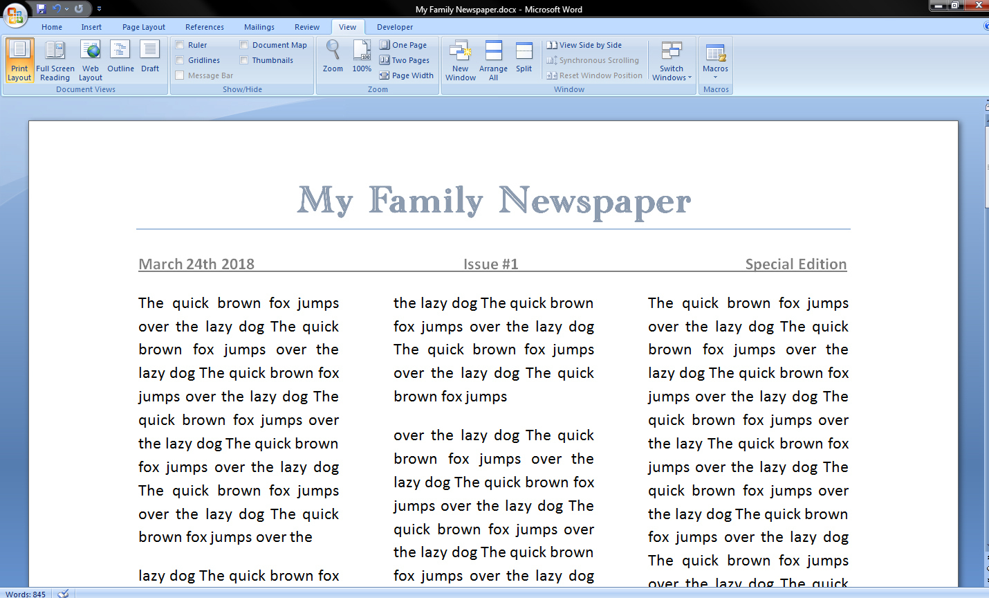 how to make news article in microsoft word