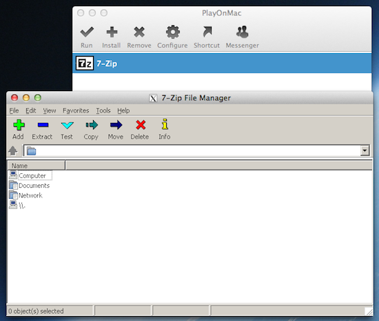 7-Zip windows program with PlayOnMac