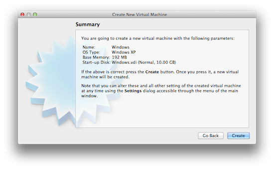 Virtualbox Create