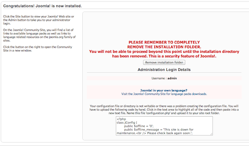 Joomla install final