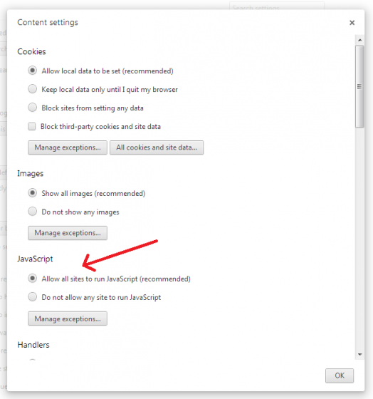 enable javascript in google chrome
