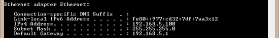 ipconfig output