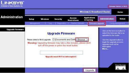 How to Upgrade LinkSys Firmware