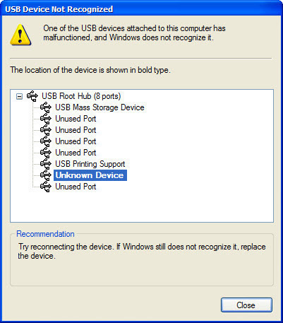 USB Device Not Recognized