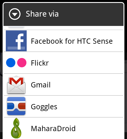Android share dialog