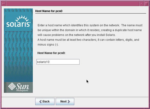 Solaris hostname dialog