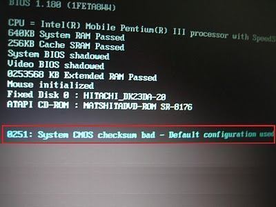 CMOS Checksum Bad Error