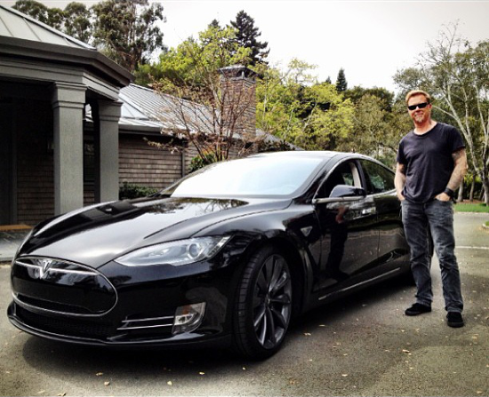 James Hetfield with Tesla Model S